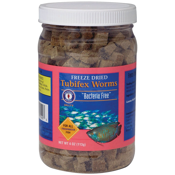 San Francisco Bay Brand Bacteria Free Tubifex Worms Freeze Dried Fish Food 113 g 4 oz
