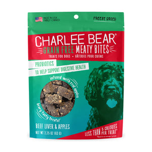Charlee Bear Meaty Bites Dog Treats Beef liver w/Apple 2.25oz - Image 2