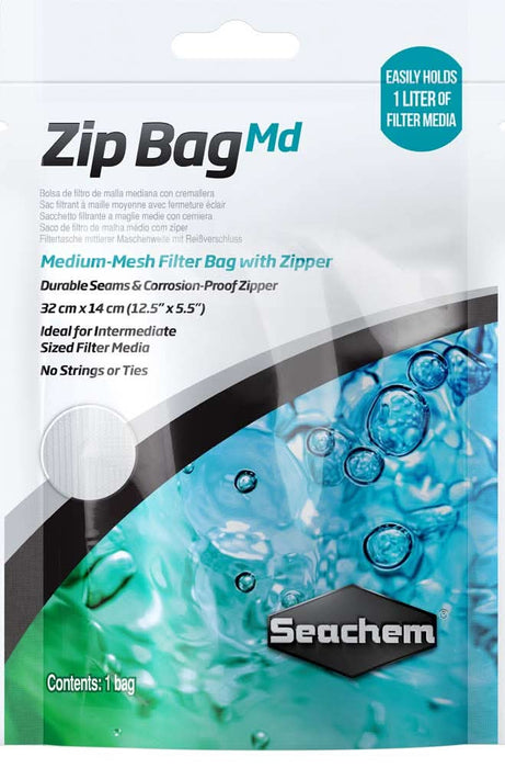 Seachem Laboratories Mesh Filter Bag with Zipper MD mesh White 12.5in X 5.5in