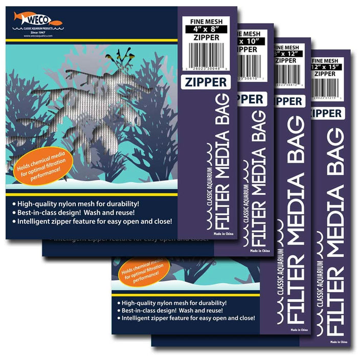 Weco Products Fine Mesh Zipper Filter Media Bag White 4 in x 8 in