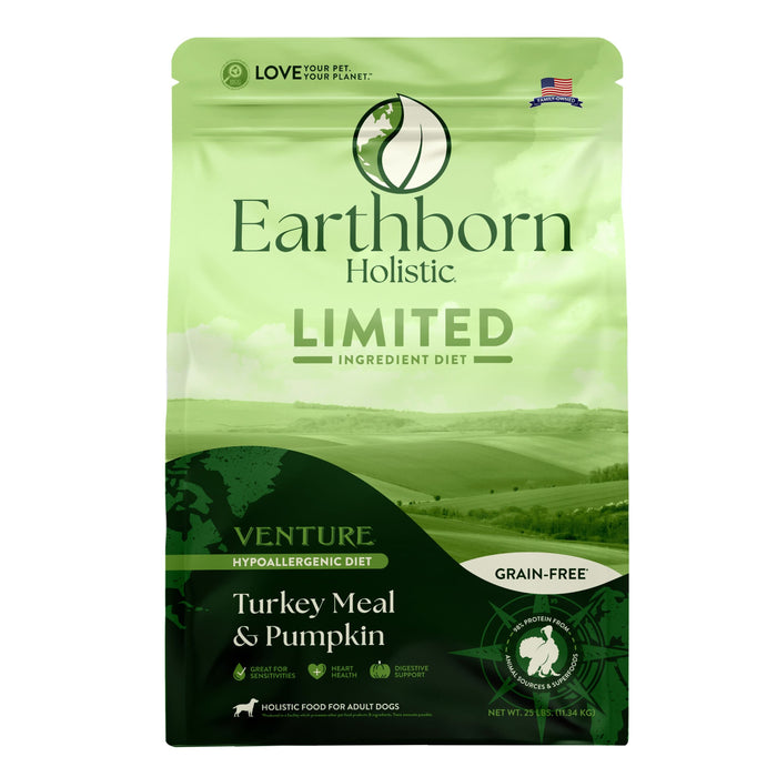 Earthborn Holistic Venture Limited Ingredient Diet Grain-Free Dry Dog Food Turkey Meal & Pumpkin 25lb