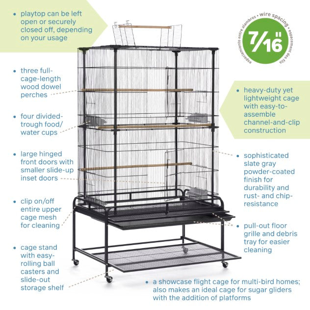 Prevue Pet Products Playtop Flight Cage with Stand, Black
