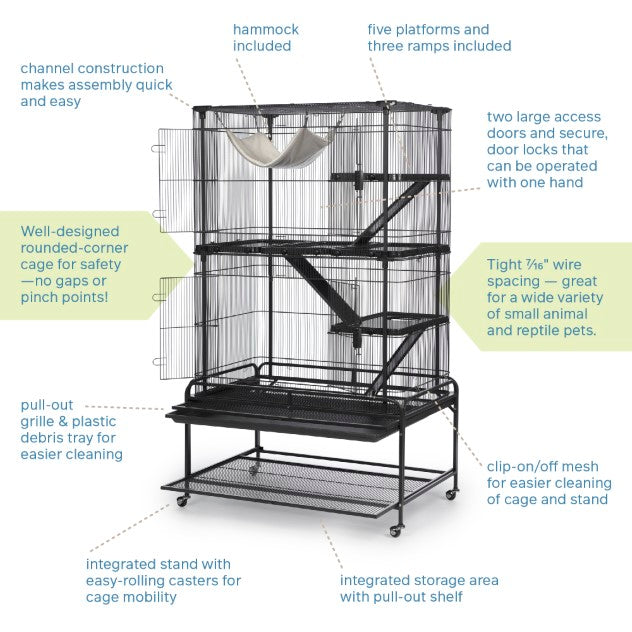 Prevue Pet Products Deluxe Critter Cage for Small Animals, Black