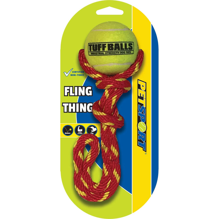 Petsport USA Fling Thing Dog Toy Assorted 12" rope 2.5in Ball