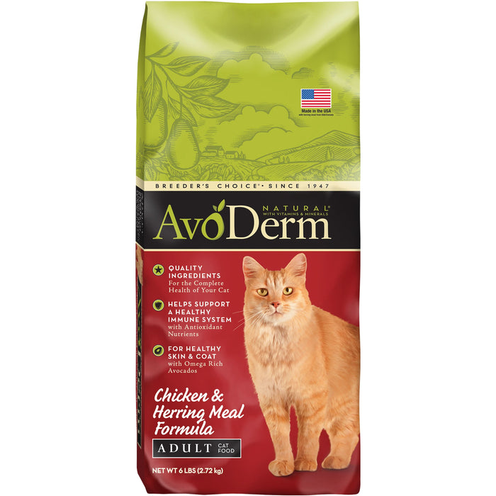 AvoDerm Natural Chicken & Herring Meal Formula - Adult Dry Cat Food 6 lb