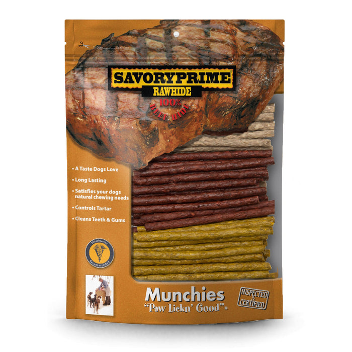 Savory Prime Munchie Sticks Dog Treat Beef, Chicken & Liver 5 in 100 pk