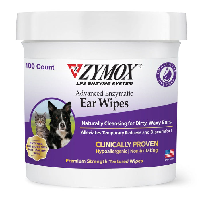 Zymox Advanced Enzymatic Ear Wipes for Cats & Dogs 100ct