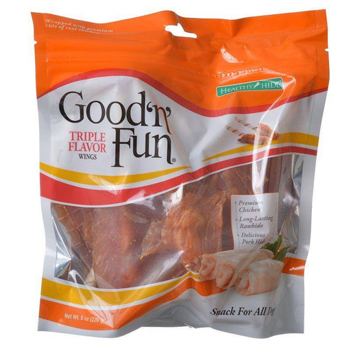 Healthy Hide Good 'n' Fun Triple-Flavor Wings - Chicken, Rawhide & Pork Hide - AnimalWiz.com