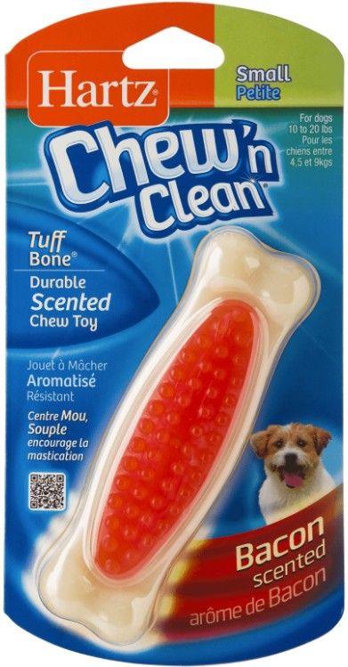 Hartz Chew N' Clean Tuff Bone Bacon Flavored Dog Toy Small - AnimalWiz.com