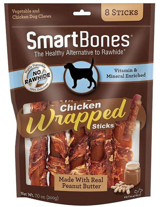 SmartBones Chicken Wrapped Peanut Butter Sicks Rawhide Free Dog Chew - AnimalWiz.com