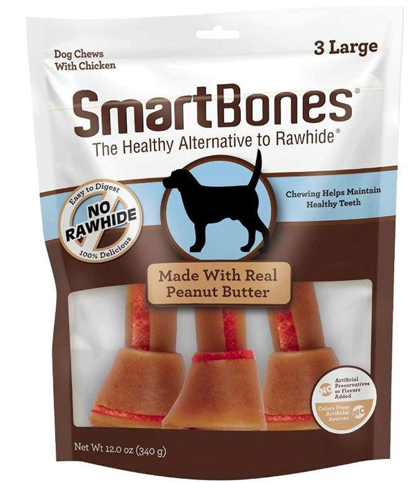 SmartBones Large Chicken and Peanut Butter Bones Rawhide Free Dog Chew - AnimalWiz.com