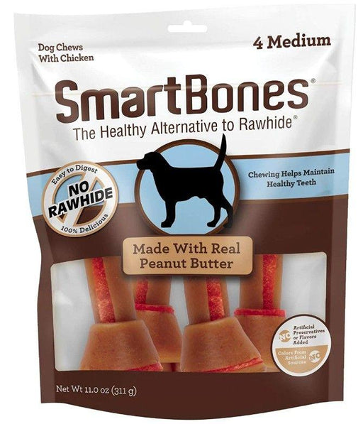 SmartBones Medium Chicken and Peanut Butter Bones Rawhide Free Dog Chew - AnimalWiz.com