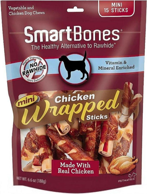 SmartBones Mini Chicken Wrapped Sticks Rawhide Free Dog Chew - AnimalWiz.com