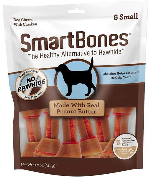 SmartBones Small Chicken and Peanut Butter Bones Rawhide Free Dog Chew - AnimalWiz.com