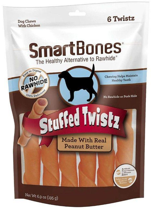 SmartBones Stuffed Twistz Chicken and Peanut Butter Rawhide Free Dog Chew - AnimalWiz.com