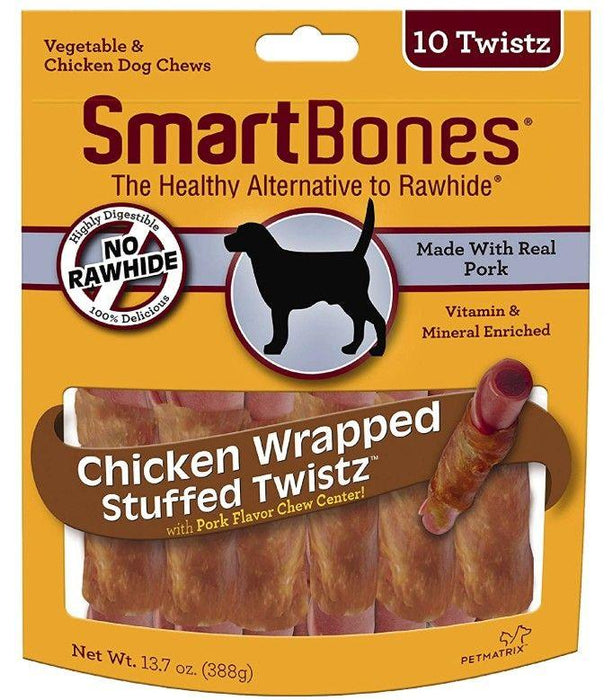 SmartBones Stuffed Twistz Vegetable and Chicken Wrapped Pork Rawhide Free Dog Chew - AnimalWiz.com