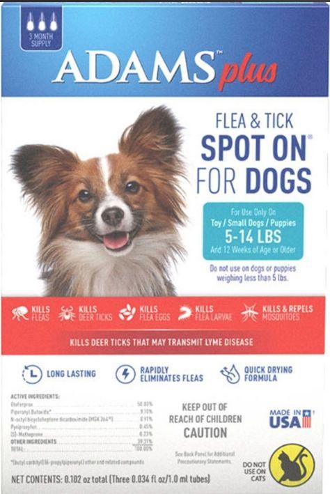 Adams Plus Flea and Tick Spot On for Small Dogs 5-14 lbs - 039079021548