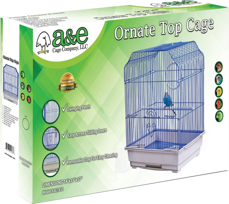 A&E Cage Company 14"x11" Ornate Top Cage in Color Retail Box (single pack) - 644472011906