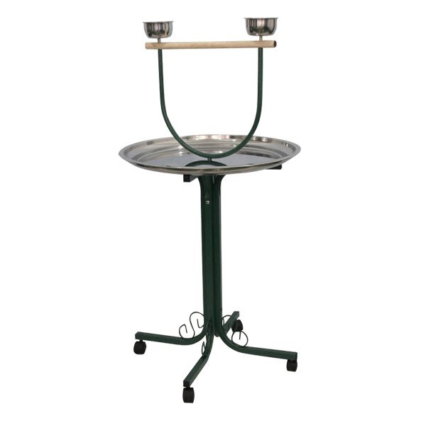 A&E Cage Company 28" T-Stand with Casters and Stainless Steel Dishes - 644472100938