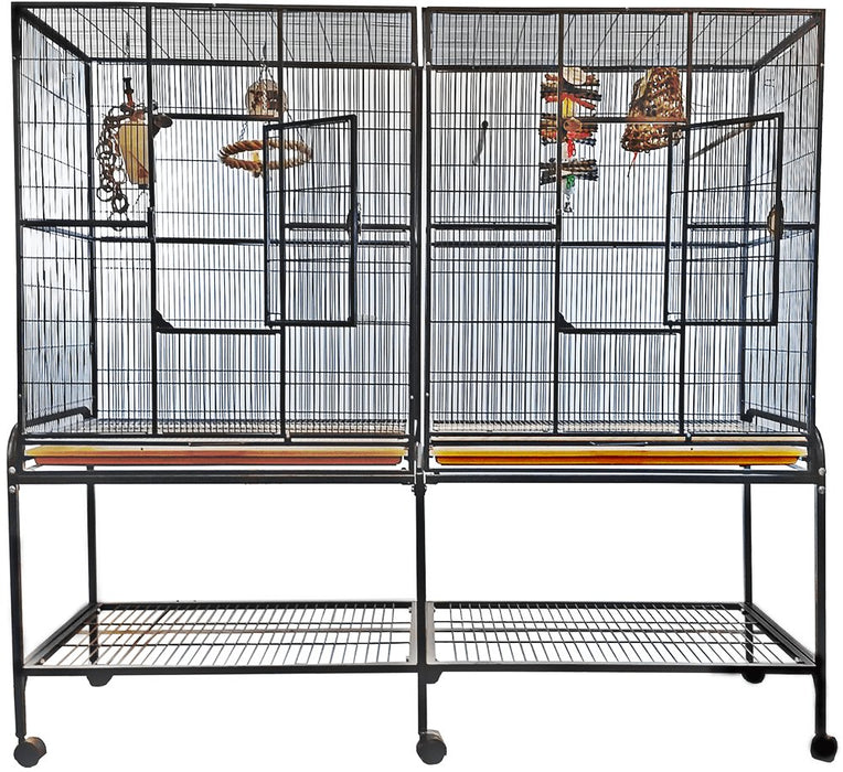 A&E Cage Company 64"x21" Double Flight Cage with Divider - 644472950038