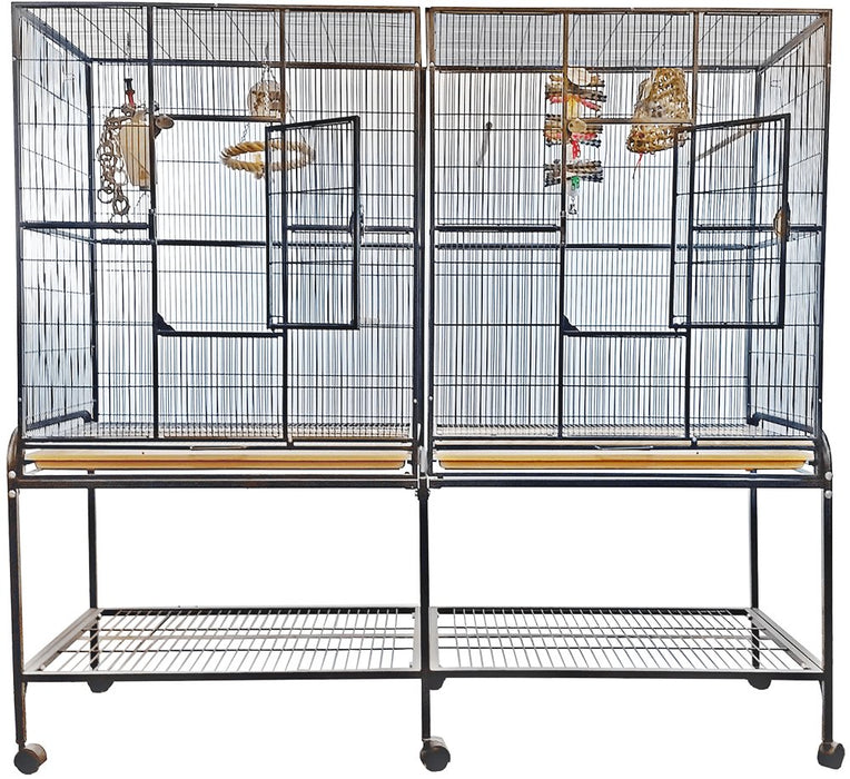 A&E Cage Company 64"x21" Double Flight Cage with Divider - 644472950052