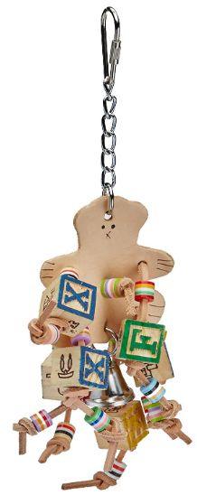 AE Cage Company Happy Beaks Leather Bear with ABC Blocks Assorted Bird Toy - 644472991147