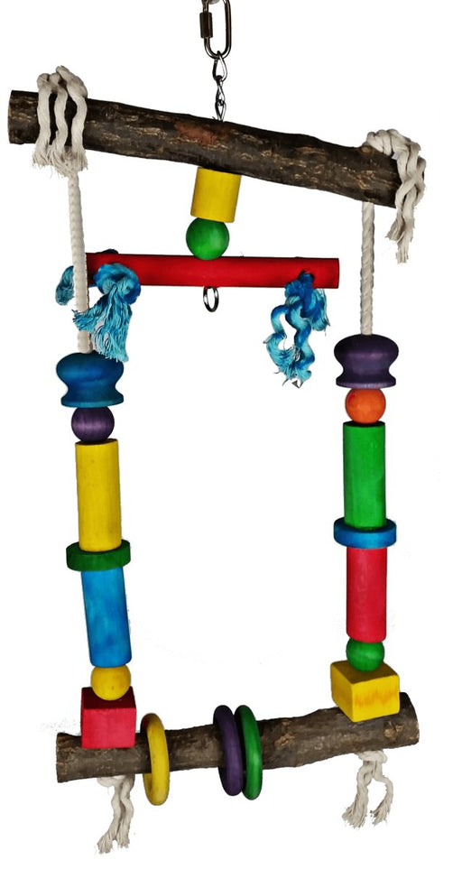 A&E Cage Company Natural Wood Swing with Rope - 644472990256