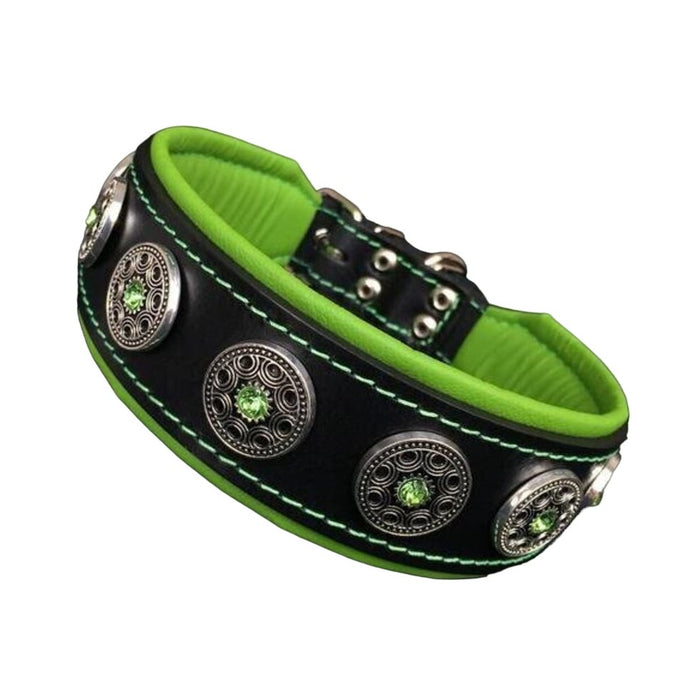 Bestia The "Bijou" Black & Green Collar for Dogs - 5060693302909