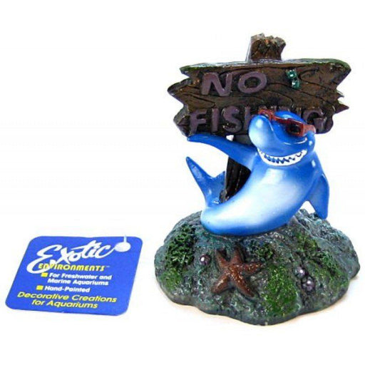 Blue Ribbon Cool Shark No Fishing Sign Ornament - 030157003333