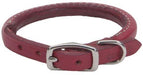 Circle T Oak Tanned Leather Round Dog Collar - Red - 076484107719