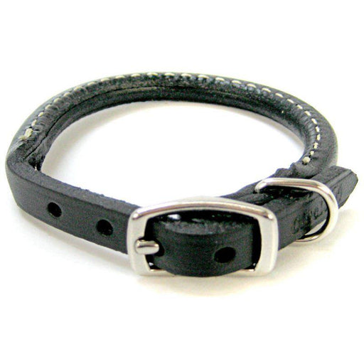 Circle T Pet Leather Round Collar - Black - 076484107504