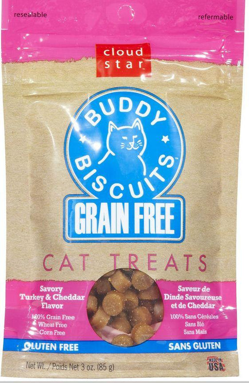 Cloud Star Buddy Biscuits Grain Free Turkey and Cheddar Cat Treats - 693804291103