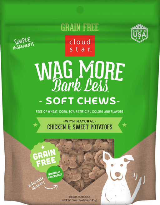 Cloud Star Wag More Bark Less Soft Chews Grain Free Chicken & Sweet Potato Dog Treats - 693804763006