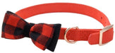 Coastal Pet Accent Microfiber Dog Collar Retro Red with Plaid Bow 5/8" Wide - 076484214363