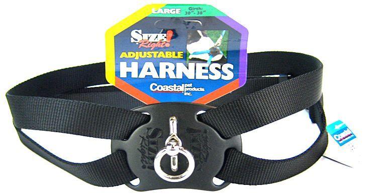 Coastal Pet Size Right Nylon Adjustable Harness - Black - 076484088896