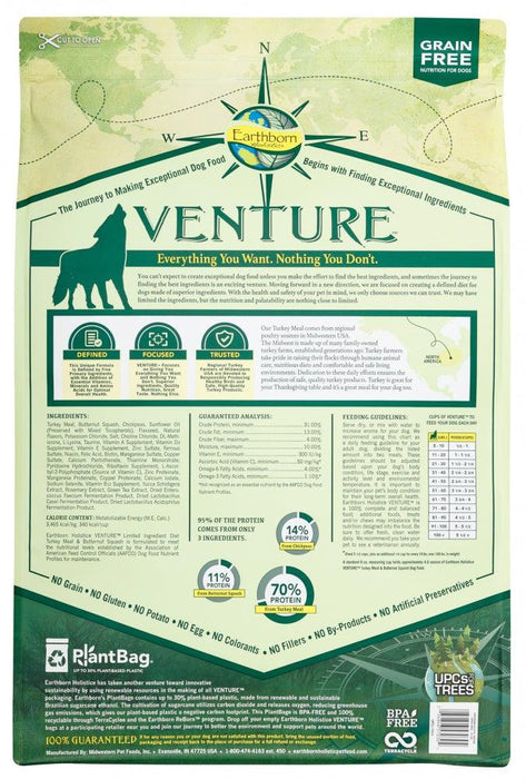 Earthborn Holistic Venture Limited Ingredient Grain Free Turkey Meal and Pumpkin Dry Dog Food - 034846540703