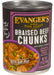 Evanger's Hand Packed Grain Free Braised Beef Chunks with Gravy Canned Dog Food - 077627211072