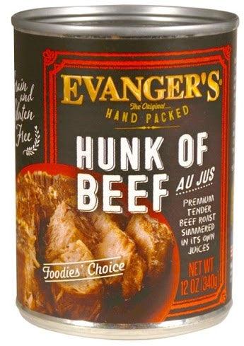 Evangers Hand Packed Hunk of Beef Canned Dog Food - 077627211096