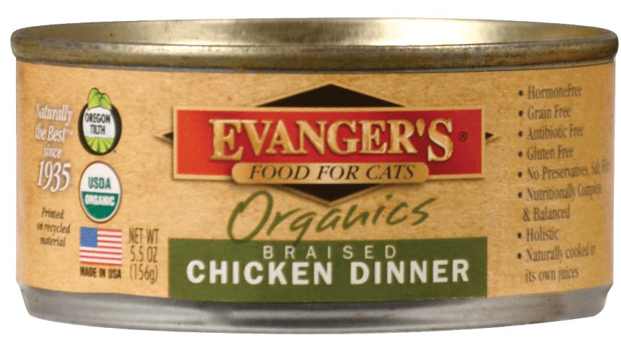 Evangers Organic Braised Chicken Canned Cat Food - 077627511035