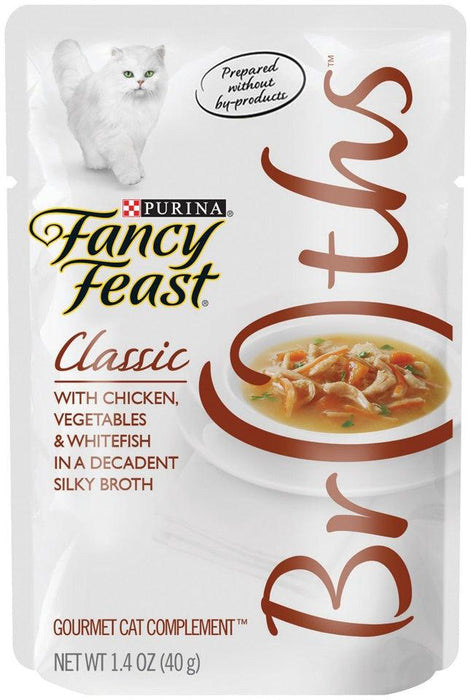 Fancy Feast Broths Classic Chicken, Vegetables & Whitefish Supplemental Cat Food Pouches - 050000963683