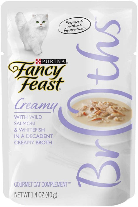 Fancy Feast Creamy Broths With Wild Salmon & Whitefish Supplemental Cat Food Pouches - 00050000963713