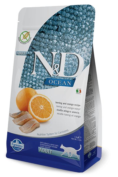 Farmina N&D Natural & Delicious Grain Free Adult Wild Herring & Orange Dry Cat Food - 8010276036711