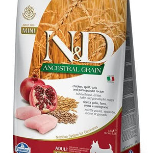 Farmina N&D Natural & Delicious Low Grain Mini Adult Chicken & Pomegranate Dry Dog Food - 8010276021984