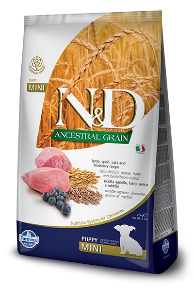 Farmina N&D Natural & Delicious Low Grain Mini Puppy Lamb & Blueberry Dry Dog Food - 8010276033703