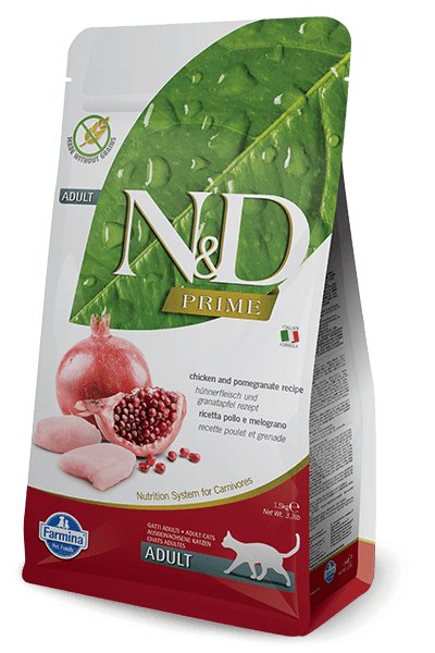 Farmina Prime N&D Natural & Delicious Grain Free Adult Chicken & Pomegranate Dry Cat Food - 8010276021021