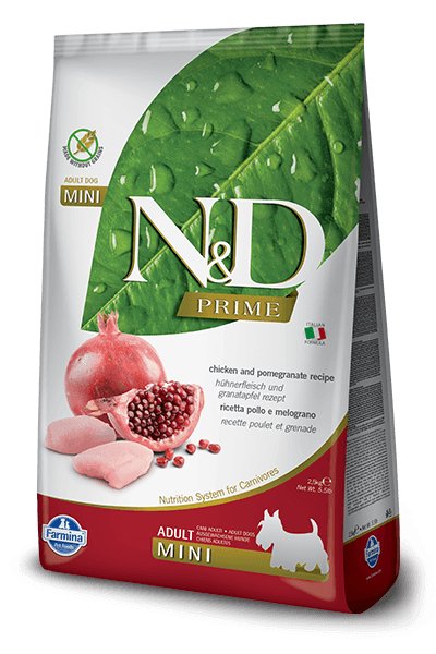 Farmina Prime N&D Natural & Delicious Grain Free Mini Adult Chicken & Pomegranate Dry Dog Food - 8010276021151