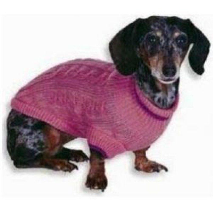 Fashion Pet Cable Knit Dog Sweater - Pink - 077234800669