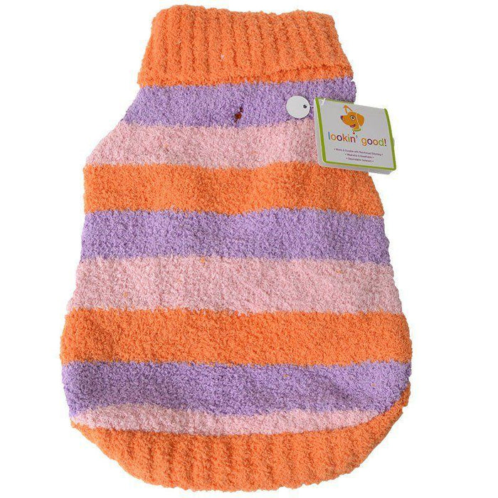 Fashion Pet Lookin Good Striped Dog Sweater - Orange - 660204020756