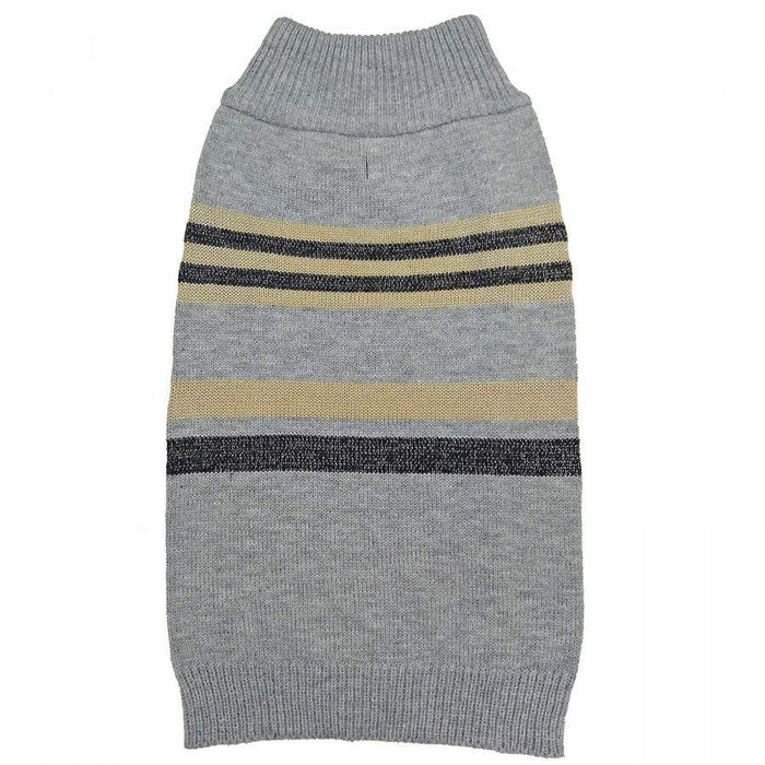 Fashion Pet Shimmer Stripes Dog Sweater - Gray - 660204023528