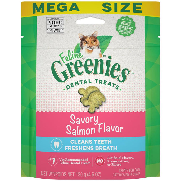 Feline Greenies Adult Natural Dental Care Savory Salmon Flavor Cat Treats - 642863111402